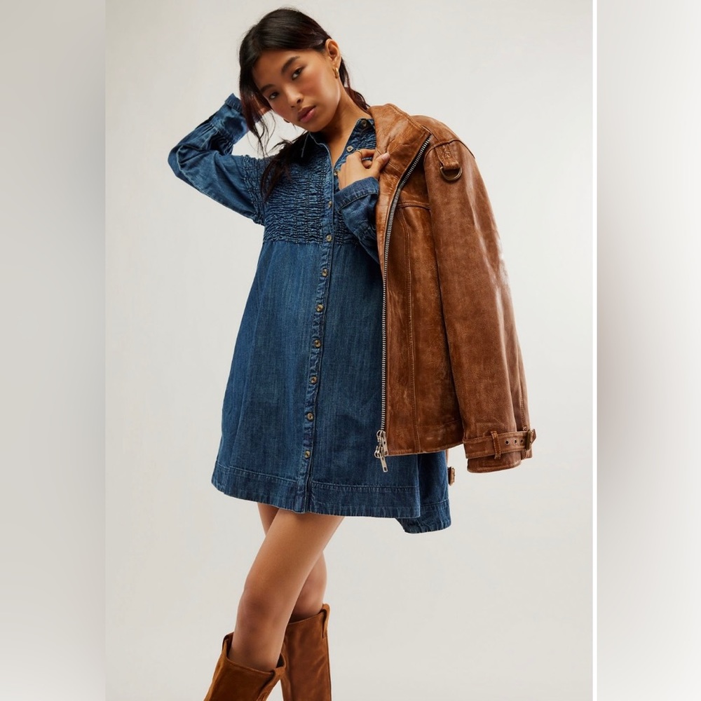 FREE PEOPLE Denim Find Me Now Mini Dress